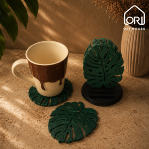 Conjunto Apoio de Copos Monstera com Suporte Organizador