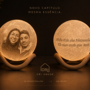 Luminária Lua personalizável com foto e frase / 16 cores / Touch / Recarregável